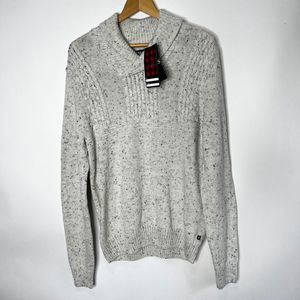 Chaps Sweater Shawl Lead Table Natural Heather 648K71 Men's Size M NWT